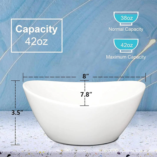 Deep Ceramic Serving Bowls for Salads, Cereal, Soup