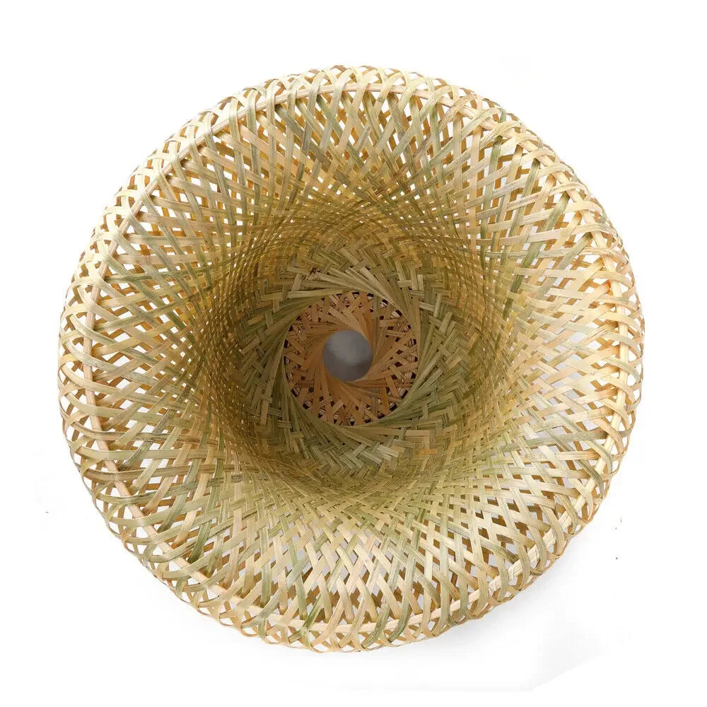 Vintage Boho Rattan Pendant Light - Adjustable Hanging Fixture for Dining Room & Kitchen