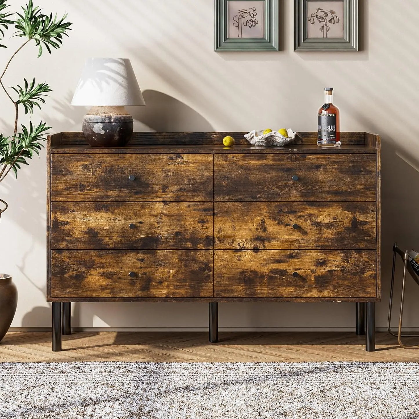 6-drawer Natural Wood Dresser / Vanity
