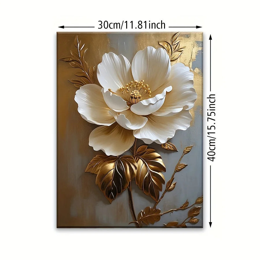 Elegant White Floral Canvas Art Wall Decoration