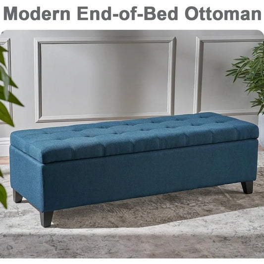 Navy Blue Storage Bench End of Bed