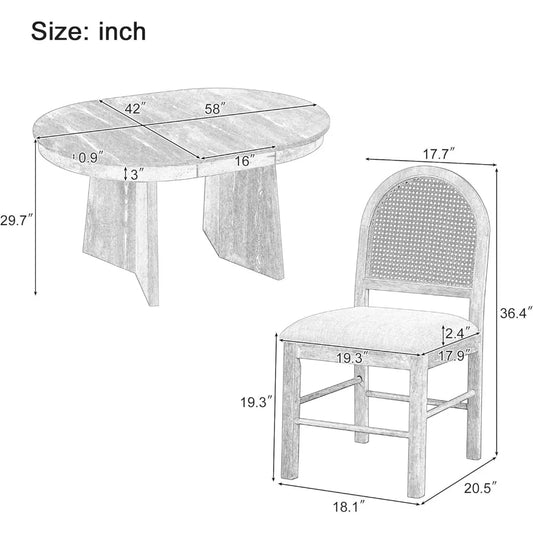 Round Retro Extendable Dining Table Set
