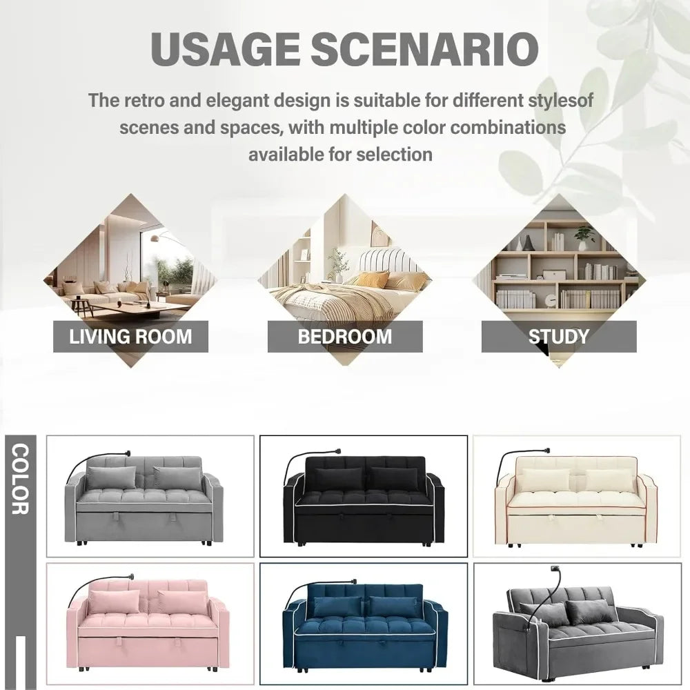 55'' Loveseat Sleeper Sofa Bed with Adjustable Backrest