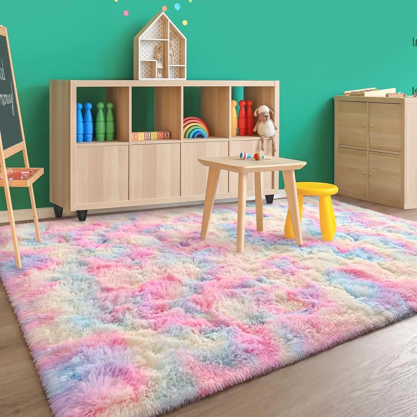 Soft Fluffy Rainbow Rugs for Bedroom or Kids Playroom
