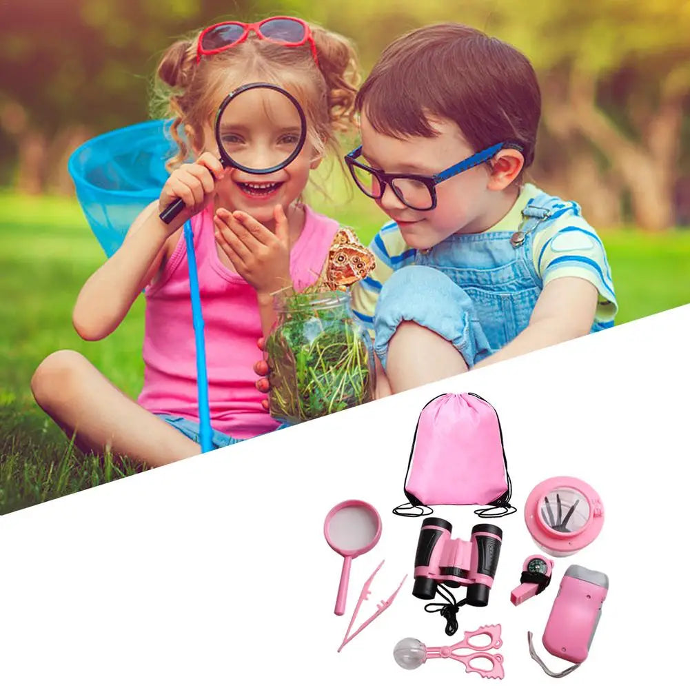 Kids Nature Exploration Kit with Binoculars Whistle Flashlight