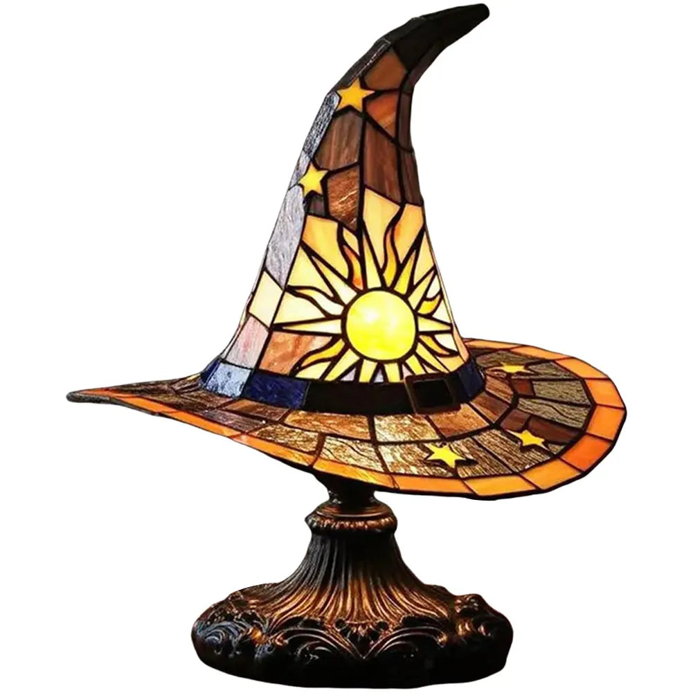 Stained Glass Witch Hat Lamp