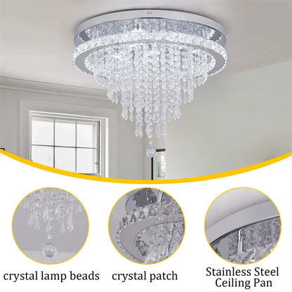 LED Crystal Ceiling Chandelier, Remote Control