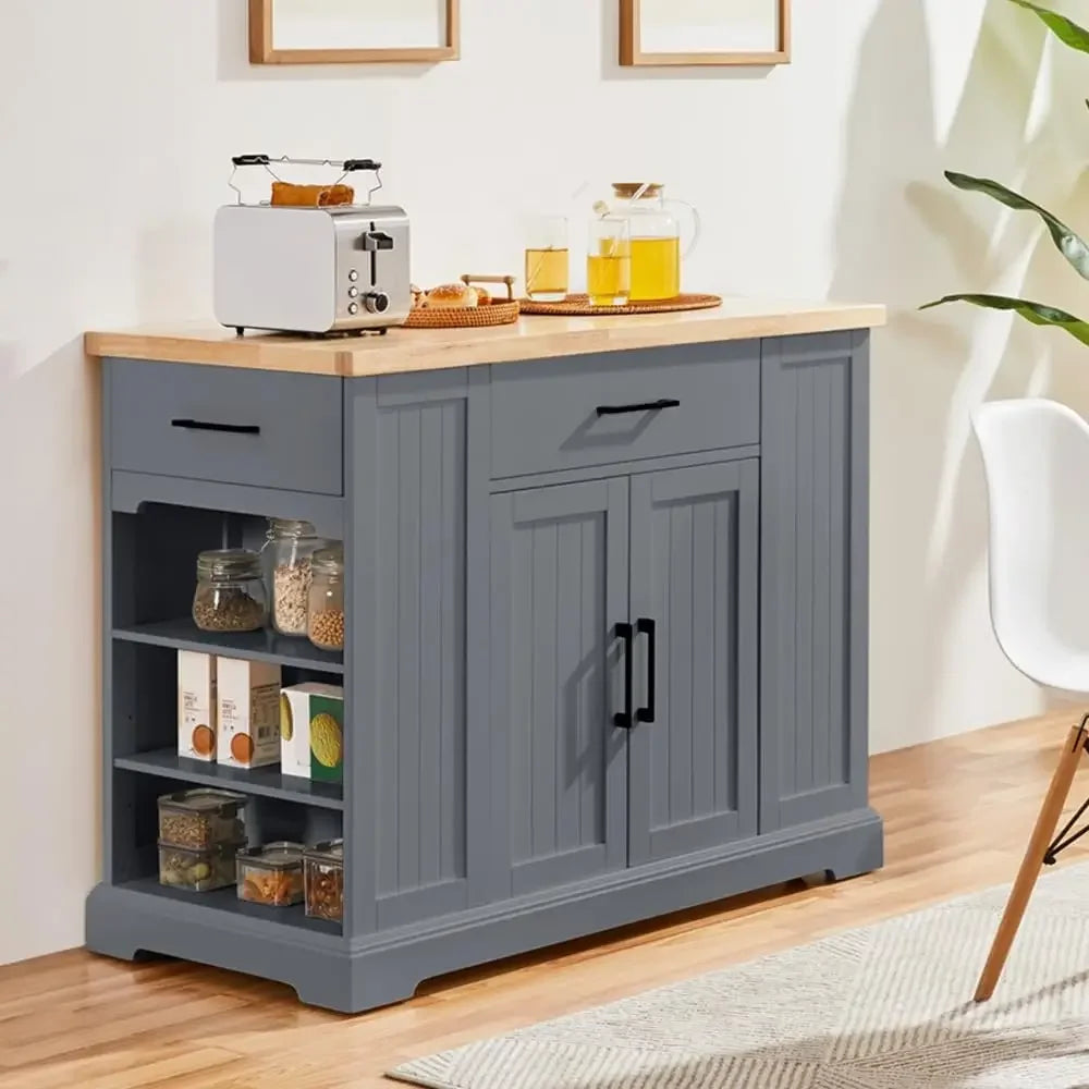 Kitchen Storage Cabinet on Wheels with Open Shelves
