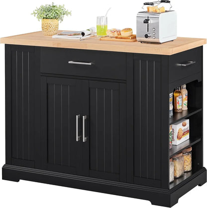 Kitchen Storage Cabinet on Wheels with Open Shelves