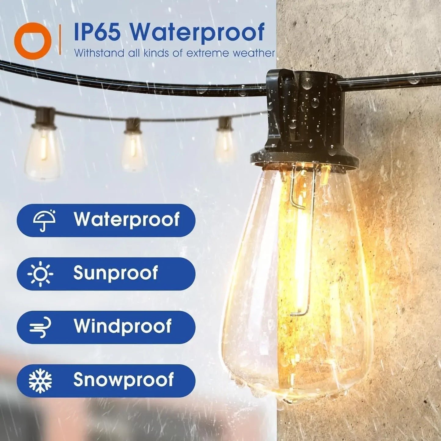 150FT LED Outdoor/Patio String Lights Waterproof Patio Lights