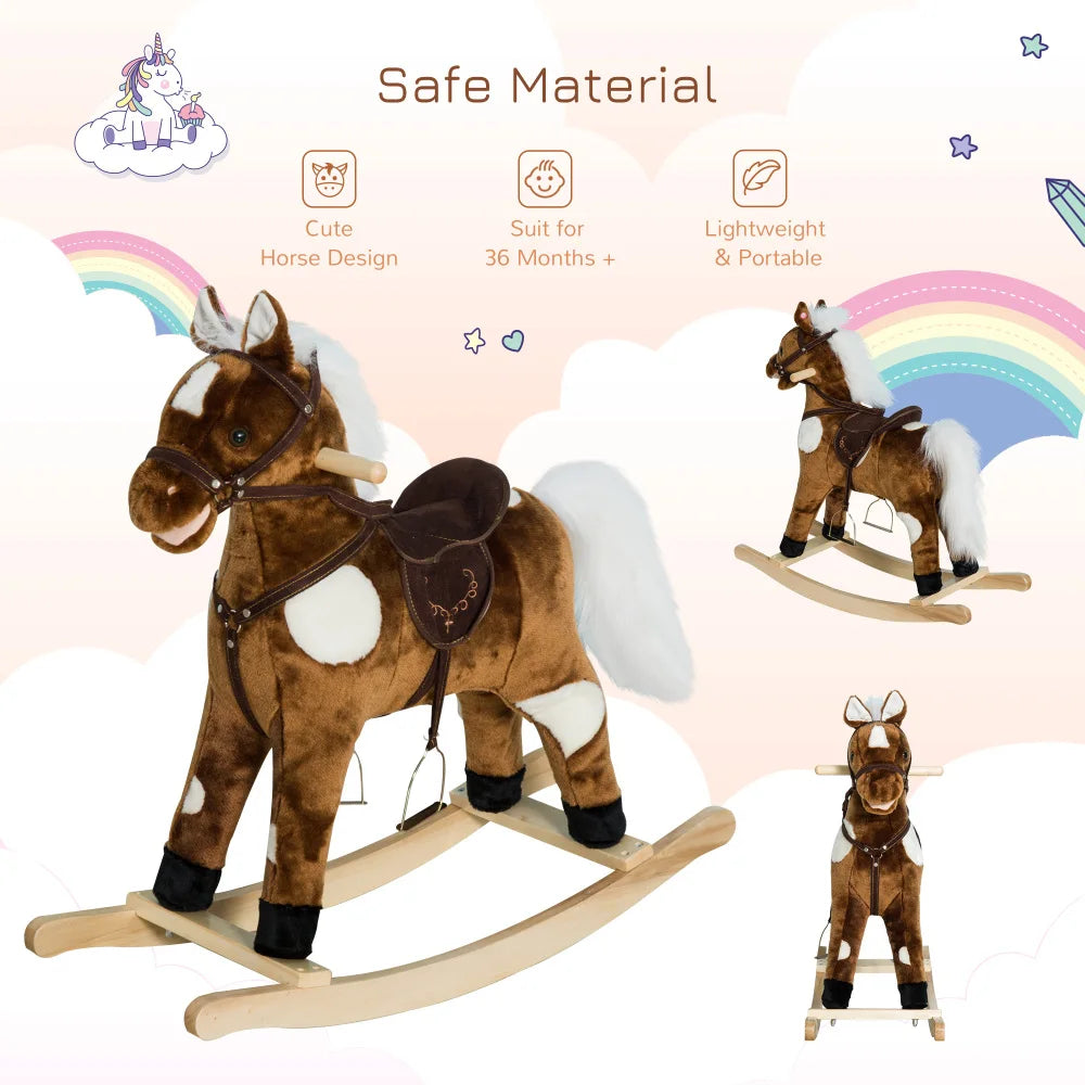 Kids Plush Rocking Horse with Nursery Rhyme Music