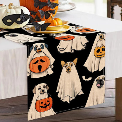 Halloween Spooky Ghost Dog Table Runner