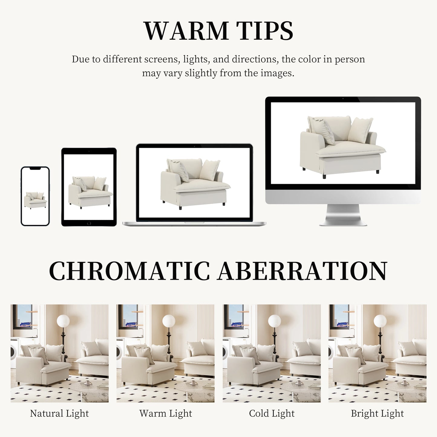 Oversized Single Seat Chenille Armchair with Pillows