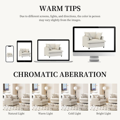 Oversized Single Seat Chenille Armchair with Pillows