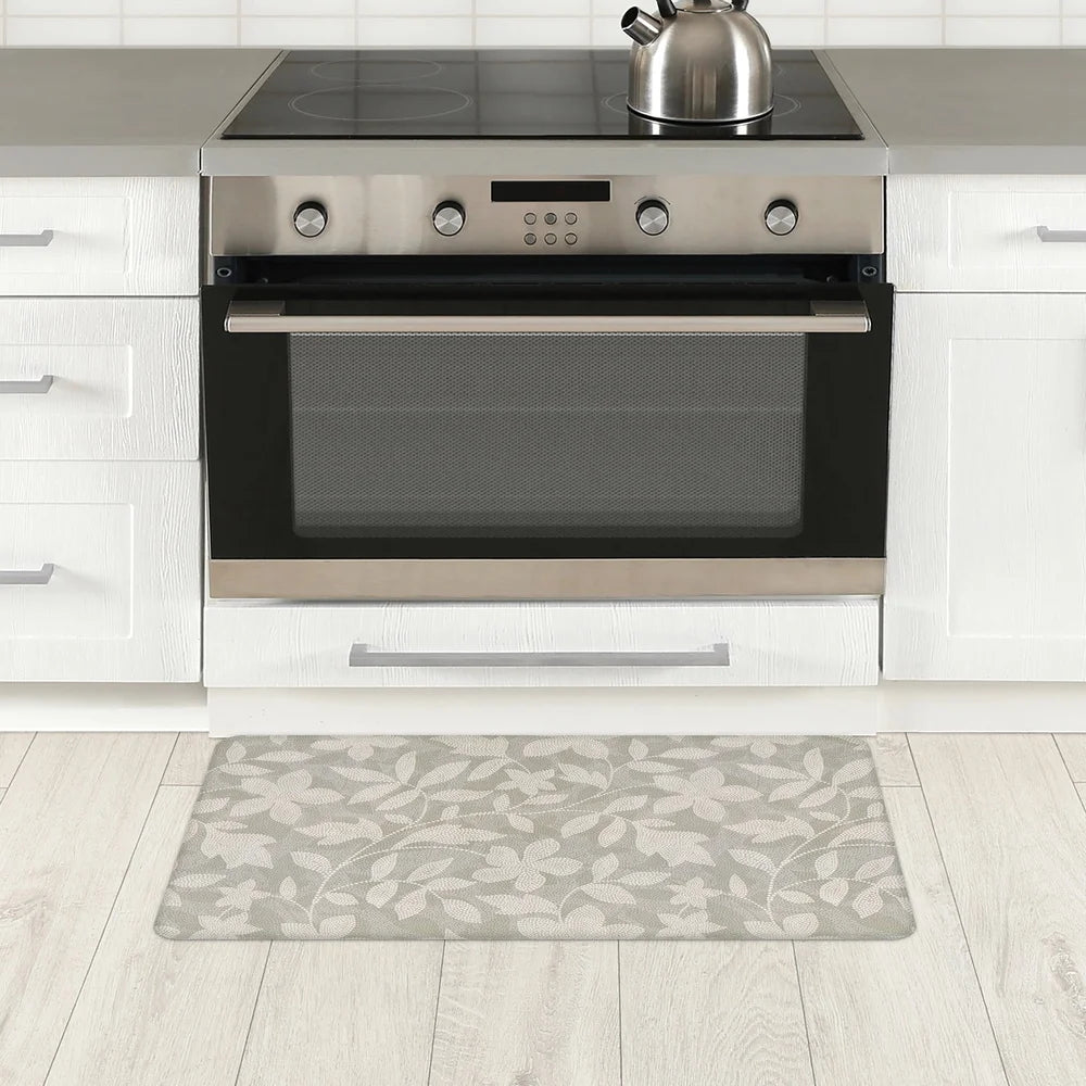 Cushioned Anti-Fatigue Kitchen Mat Slip Resistant Water Stain Resistant Durable Foam Support Decorative Floral Pattern 18 x 30