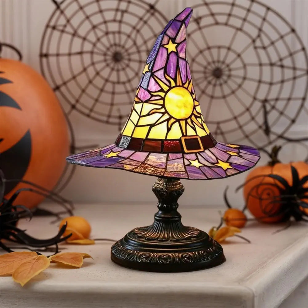 Stained Glass Witch Hat Lamp