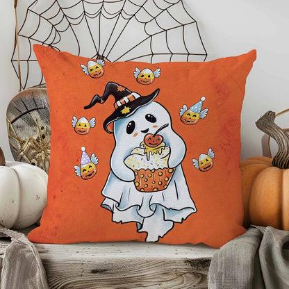 Halloween Decorative Linen Throw Pillow Cover (Pillow Insert Not Included)