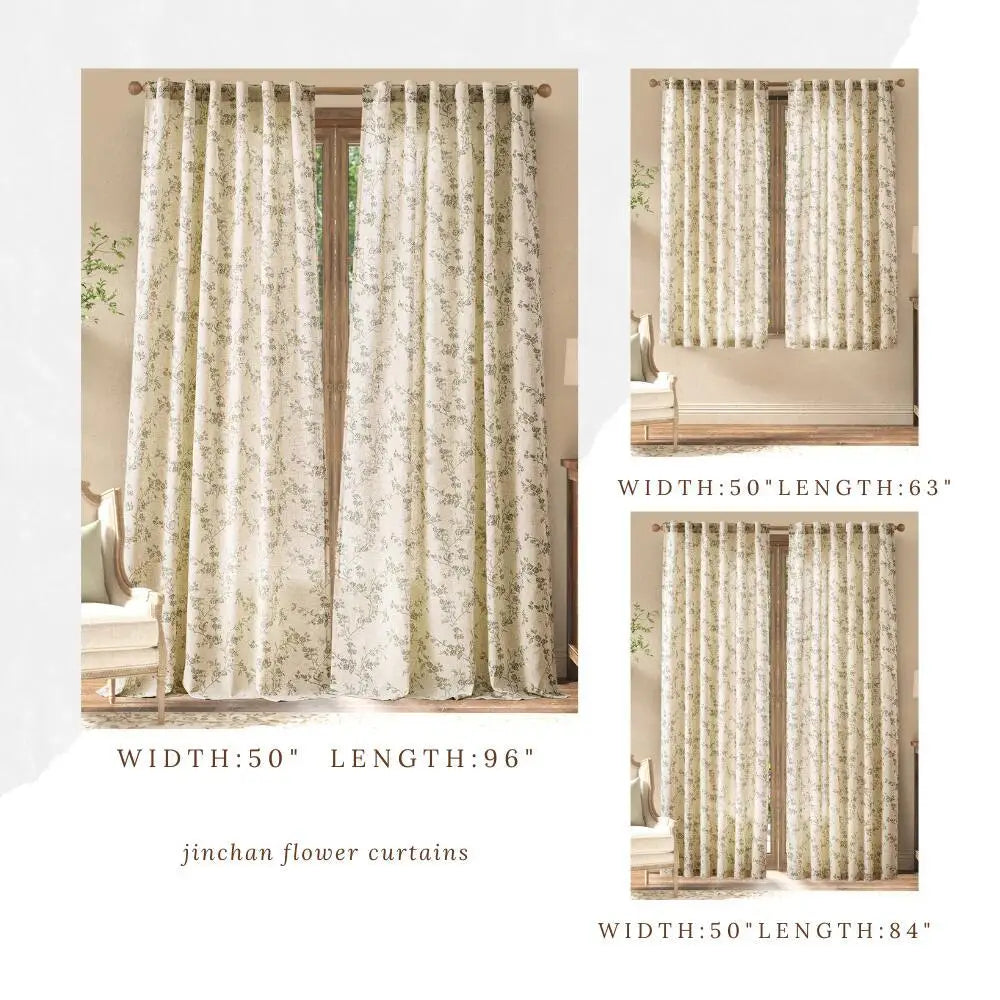 2 Panels Linen Curtains Living Room