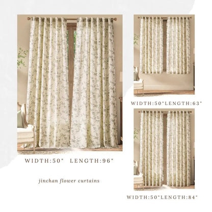 2 Panels Linen Curtains Living Room