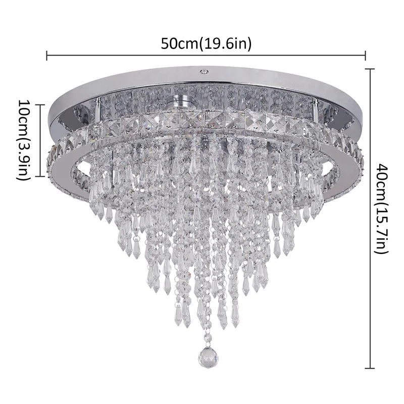 LED Crystal Ceiling Chandelier, Remote Control