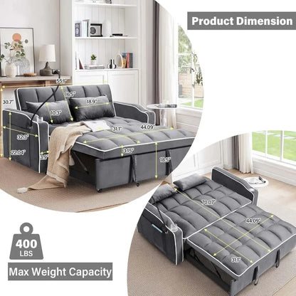 55'' Loveseat Sleeper Sofa Bed with Adjustable Backrest