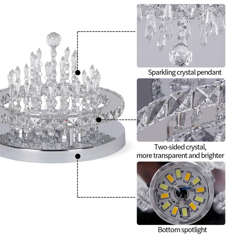 LED Crystal Ceiling Chandelier, Remote Control