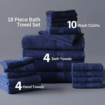 18-Piece 100% Cotton Towel Set Soft and Super Absorbent