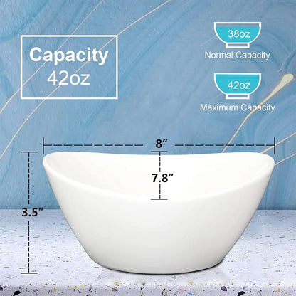 Deep Ceramic Serving Bowls for Salads, Cereal, Soup