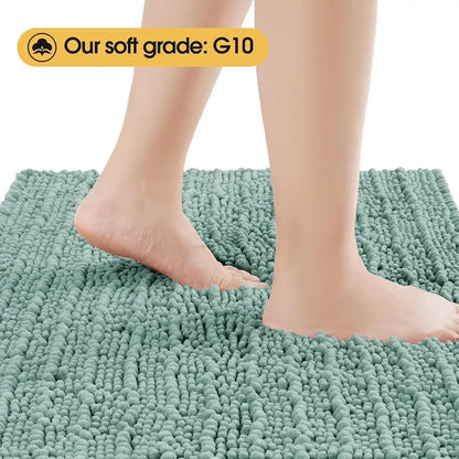 Chenille Bathroom Rug Set, Non-Slip Absorbent 3 Piece