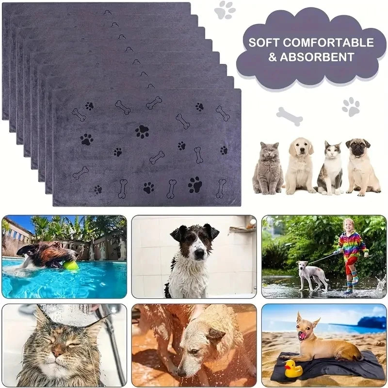 2pcs Soft Microfiber Dog Towels - Quick Dry, Absorbent