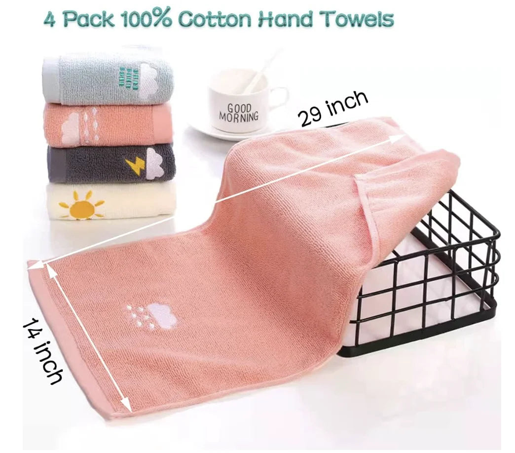 Bathroom Hand Towels Soft and Absorbent, Set of 4