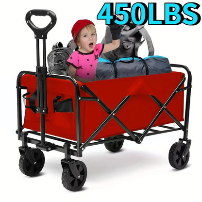Heavy Duty Foldable Utility Cart for Groceries, Sports, Gardening