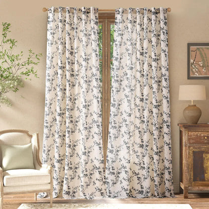 2 Panels Linen Curtains Living Room