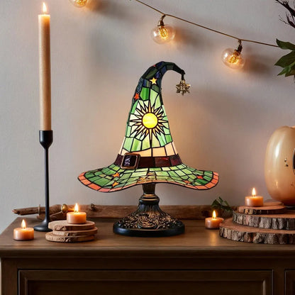 Stained Glass Witch Hat Lamp