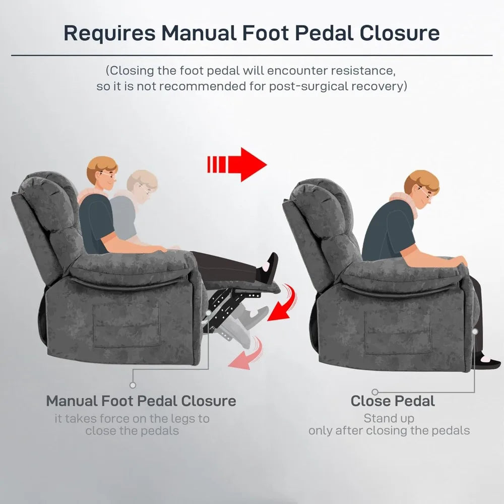 Recliner Chair, 2 Cup Holders & Side Pocket