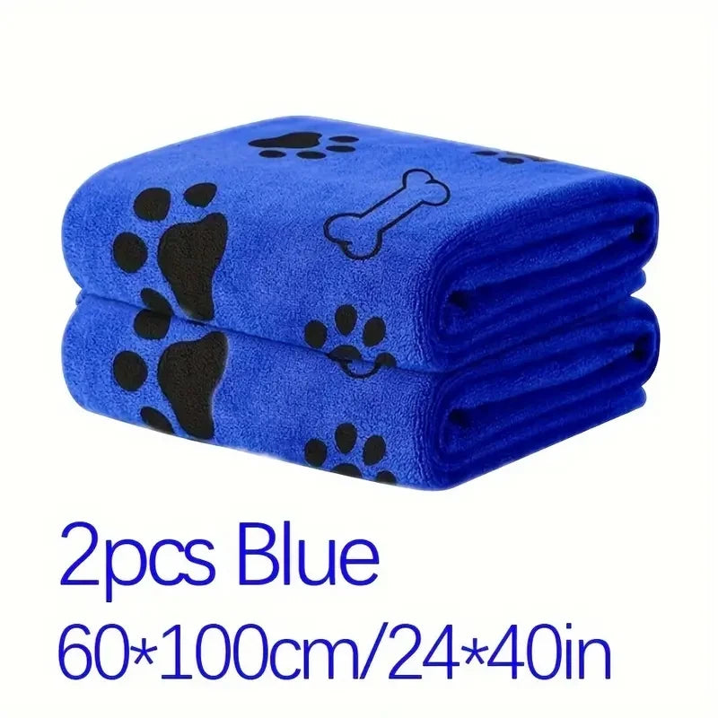 2pcs Soft Microfiber Dog Towels - Quick Dry, Absorbent