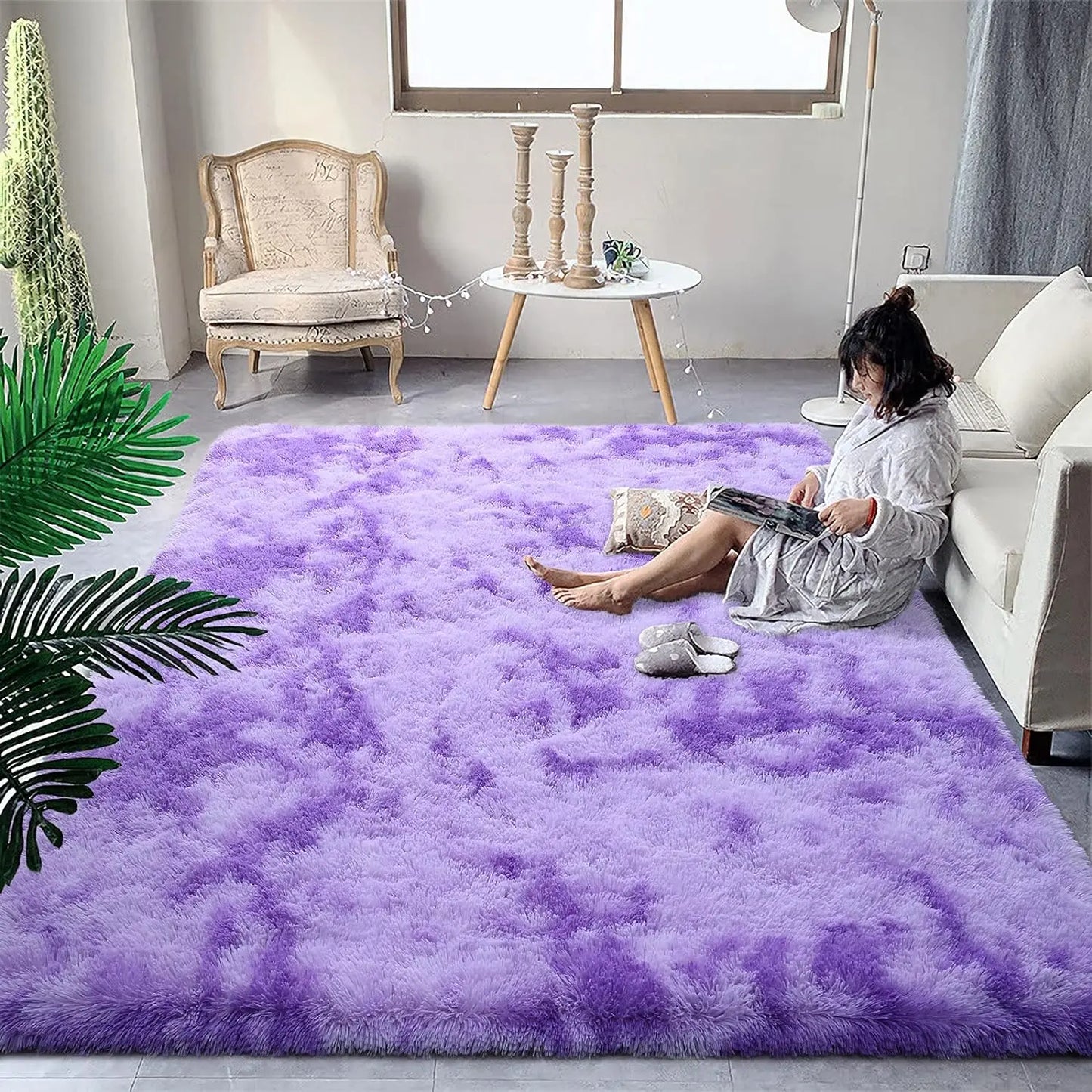 Soft Fluffy Rainbow Rugs for Bedroom or Kids Playroom