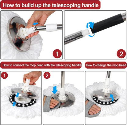 Spin Mop Bucket with Wring, Handle