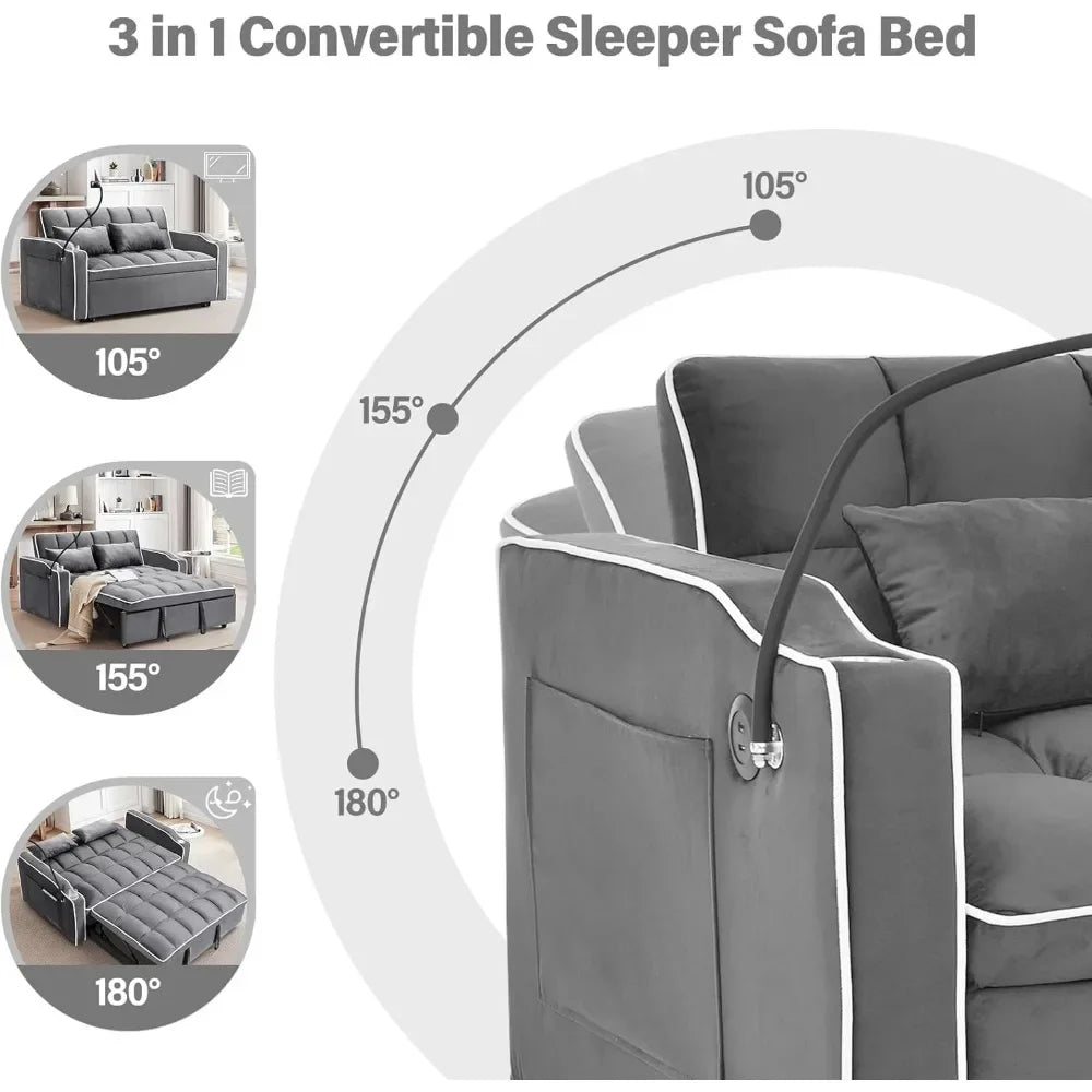 55'' Loveseat Sleeper Sofa Bed with Adjustable Backrest