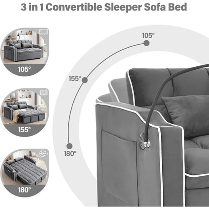 55'' Loveseat Sleeper Sofa Bed with Adjustable Backrest