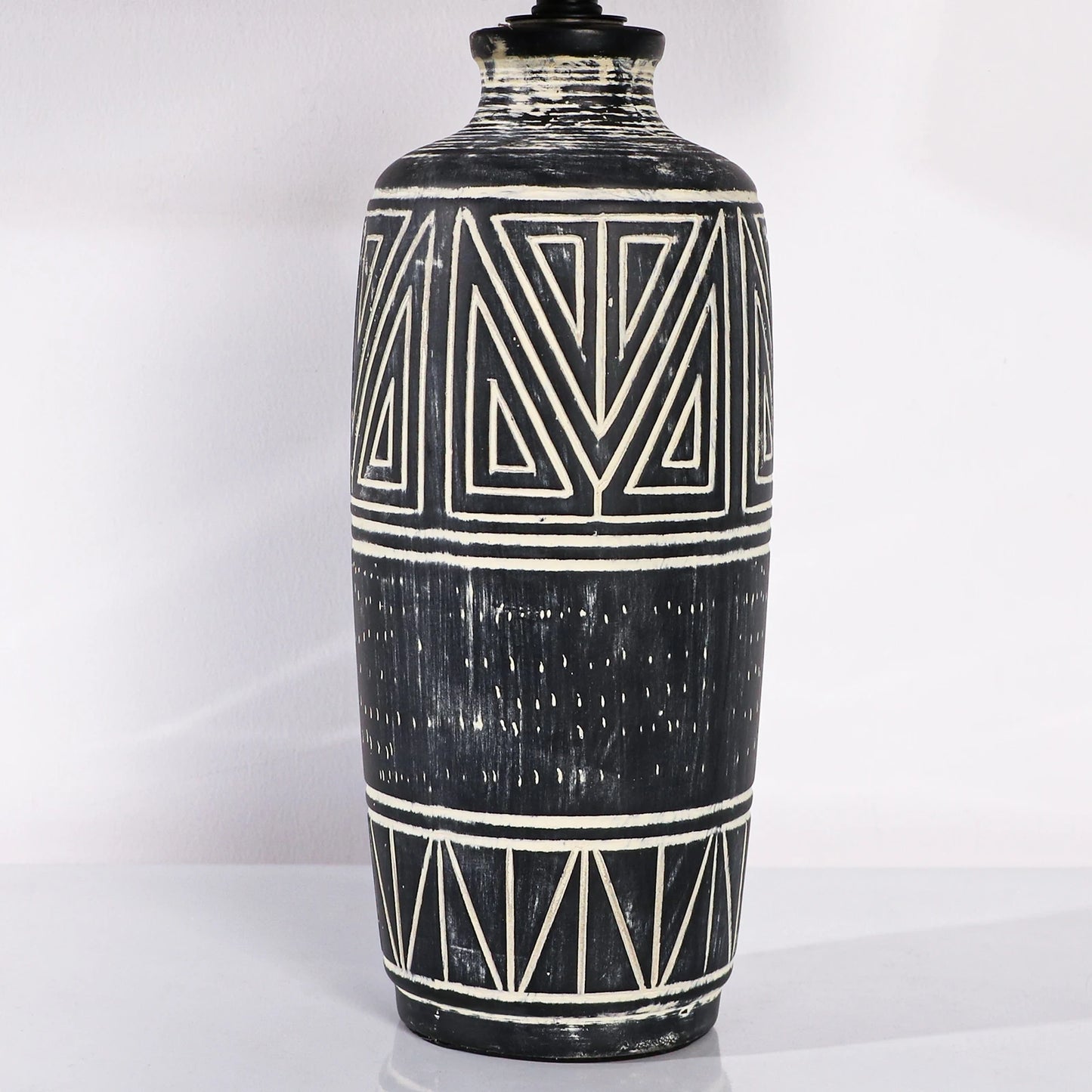 25-Inch Carved Geometric Ceramic Table Lamp