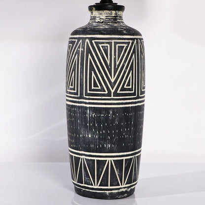 25-Inch Carved Geometric Ceramic Table Lamp