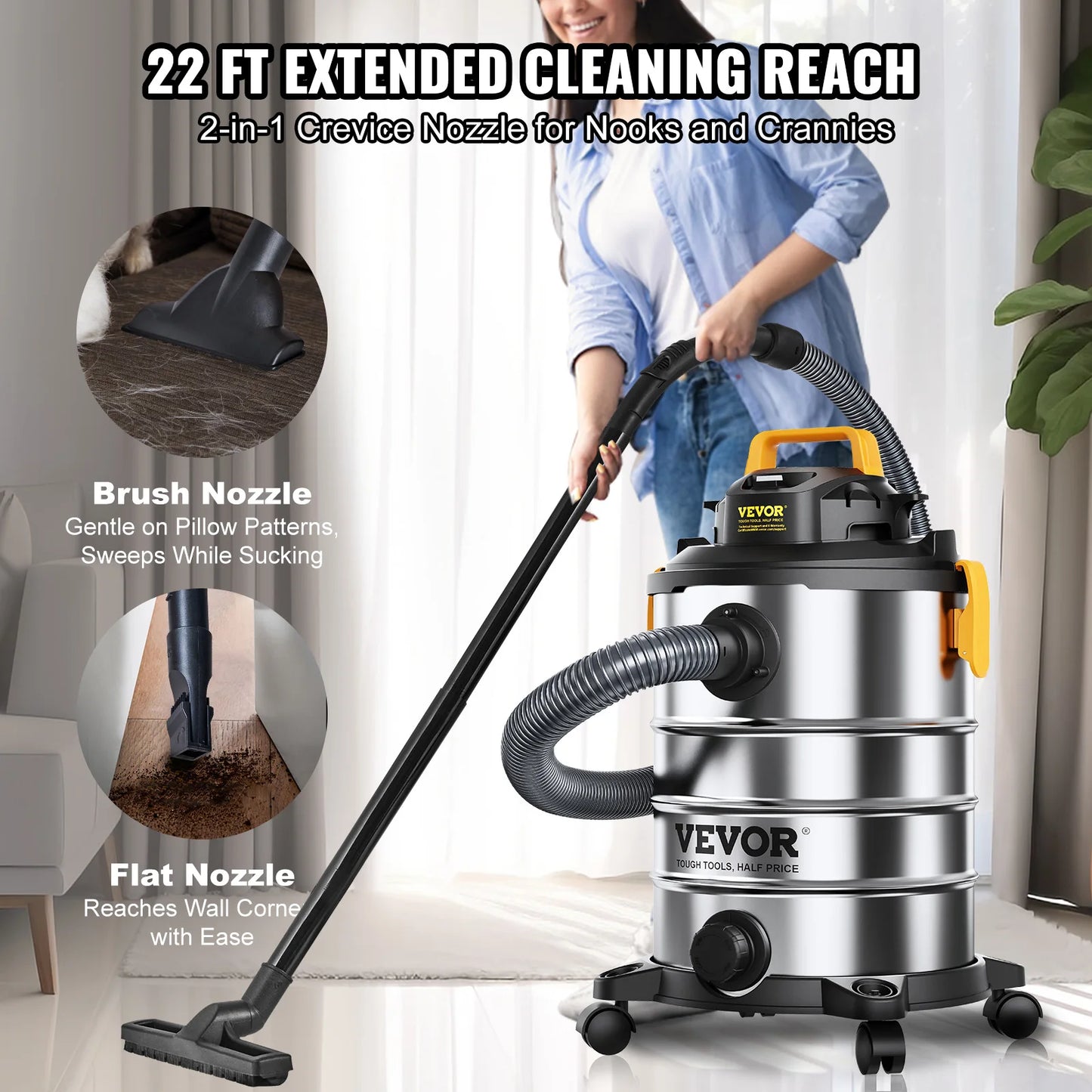 Wet Dry Shop Vacuum, Powerful Suction