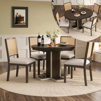 Round Retro Extendable Dining Table Set