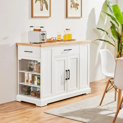 Kitchen Storage Cabinet on Wheels with Open Shelves
