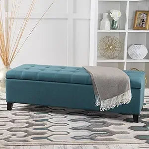 Navy Blue Storage Bench End of Bed