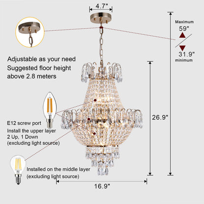 16.9" Crystal Chandelier European Imperial Style