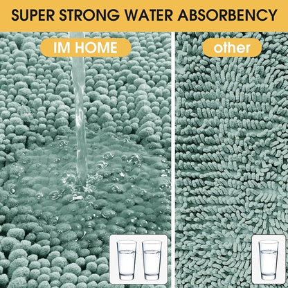 Chenille Bathroom Rug Set, Non-Slip Absorbent 3 Piece