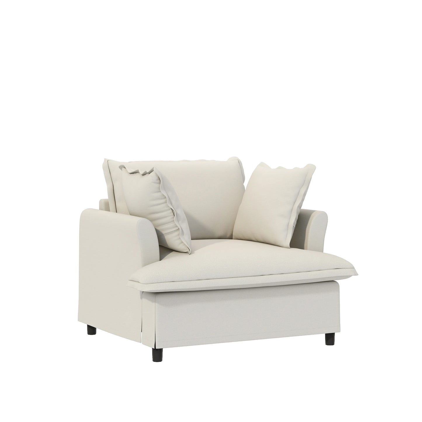 Oversized Single Seat Chenille Armchair with Pillows