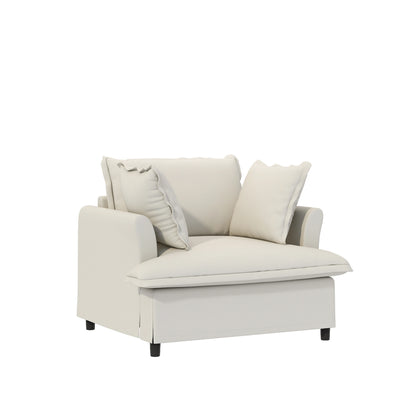 Oversized Single Seat Chenille Armchair with Pillows